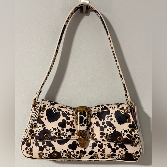 Viral Cow Print Belt Buckle Shoulder Bag - Picture 1 of 7